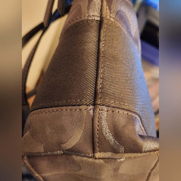 Coach Signature Stripe Metallic Logo Handbag Tote G1276 F20429 - Picture 8 of 16